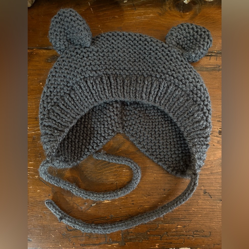 Gray Knit Bear Ear Hat
